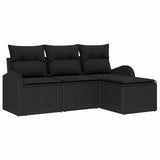 Sofa Set with Cushion with Storage 4 pcs Black Poly Rattan 3354662