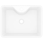 ZNTS Ceramic Bathroom Sink Basin with Faucet Hole White Square 141936