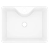 ZNTS Ceramic Bathroom Sink Basin with Faucet Hole White Square 141936