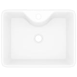 Ceramic Bathroom Sink Basin with Faucet Hole White Square 141936