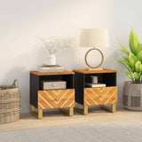 Bedside Cabinets 2 pcs Brown and Black Solid Wood Mango 356790