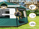 Outsunny Cabin Tent Easy Setup 3000mm Waterproof Camping Tent 4 Person with Carrying Bag Green T3398P554967