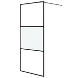 Walk-in Shower Wall Black 90x195 cm Half Frosted ESG Glass 152106