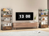 Industrial Style Bookcase, with 4 Shelves and 3 Fabric Drawers - Brown/Black T3398P423870