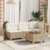 Garden Table Beige 55x55x36 cm Poly Rattan Acacia Wood 365910