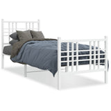 Metal Bed Frame without Mattress with Footboard White 80x200cm 376382