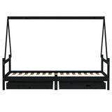 Kids Bed Frame with Drawers Black 80x200 cm Solid Wood Pine 834467