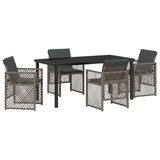 Garden Dining Set 5 pcs Grey Poly Rattan 3380627