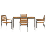 Garden Dining Set 5 pcs Grey and Brown Poly Rattan 3365439