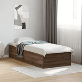 Bed Frame without Mattress Brown Oak 75x190 cm Small Single Engineered Wood 841992
