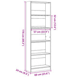 Bookcase Smoked Oak 60x24x176 cm Engineered Wood 857825