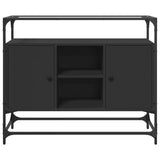 Sideboard with Glass Top Black 98x35x81 cm Engineered Wood 846069