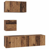 TV Cabinet Set Wall-mounted 4 pcs Old Wood Engineered Wood 3393147
