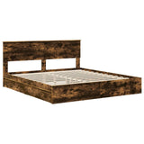 Storage Bed with Drawer Smoked Oak 180 x 200 cm Engineered Wood 3408435