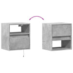 ZNTS Wall-mounted Bedside Cabinet with LED Lights Concrete Grey 3307981