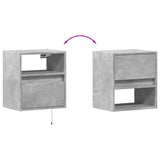 ZNTS Wall-mounted Bedside Cabinet with LED Lights Concrete Grey 3307981