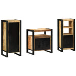 Bathroom Furniture Set with Shelf 3 pcs Brown Solid Mango Wood 3305632