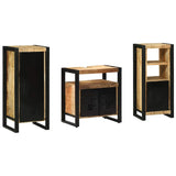 Bathroom Furniture Set with Shelf 3 pcs Brown Solid Mango Wood 3305632