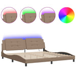 Bed Frame with LED without Mattress "Zadar" Cappuccino 200x200 cm 3214135
