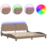 Bed Frame with LED without Mattress "Zadar" Cappuccino 200x200 cm 3214135