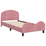 Children's Bed Frame with Headboard Pink 90 x 200 cm Velvet 42011130