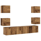 Wall Mounted TV cabinets 6 pcs Old Wood Engineered Wood 3328967