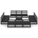 13 Piece Garden Lounge Set Black Solid Pinewood 3075283