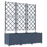 Garden Planter 3 pcs Grey 120 x 40 x 143 cm Plastic 42002863