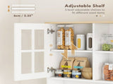 Freestanding Kitchen Cupboard, Storage Cabinet with Doors and Adjustable Shelves, Counter Top, Grid T3398P378041
