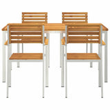 Garden Dining Set 5 pcs Solid Acacia Wood and Stainless Steel 3334775