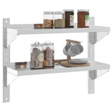 2-Tier Wall Shelf 75x23.5x60 cm Silver Stainless Steel 30314