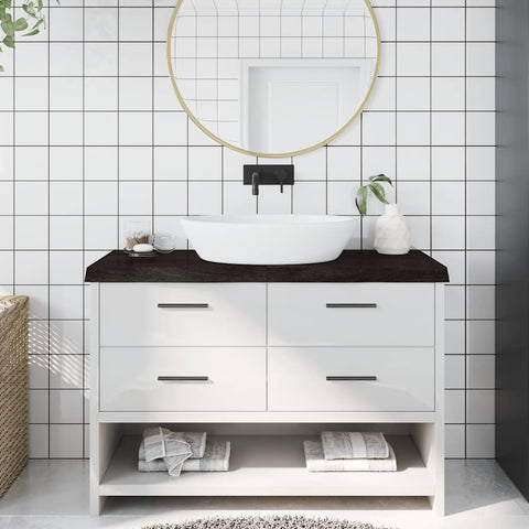 Bathroom Countertop Dark Brown 120x40x cm Treated Solid Wood 3156236