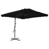 Garden Parasol Black Polyester, Powder-Coated Steel Large 312516