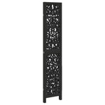 Room Divider 3 Panels Black Solid Wood Paulownia 358751