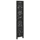 Room Divider 3 Panels Black Solid Wood Paulownia 358751