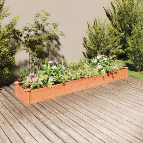 Garden Raised Bed with Liner Brown 240x45x25 cm Solid Wood Fir 364296