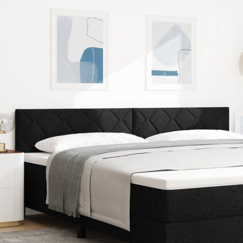 ZNTS LED Headboard Diamond Blocks Design Black 200 cm Fabric 3338254