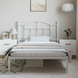 Metal Bed Frame without Mattress with Headboard White 100x190cm 353482