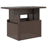 Garden Table with Glass Top Brown 100x55x73 cm Poly Rattan 366208