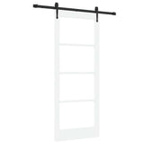 Sliding Door ORKDAL White 83 x 202 cm Solid Pine Wood and Glass 3332446
