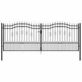 Fence Gate KAMPEN with Spear Top Black 394.5x150 cm Steel 151102