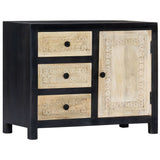 Hand Carved Side Cabinet Grey 75x35x60 cm Solid Mango Wood 282724