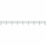 Fence Panel with Posts Iron 1385x80 cm Green 278611