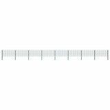 Fence Panel with Posts Iron 1385x80 cm Green 278611