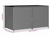 Double Wheelie Bin Shed Poly Rattan Black 148x80x111 cm 43887