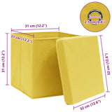Storage Boxes with Lids 10 pcs Yellow 32x32x32 cm Fabric 288368