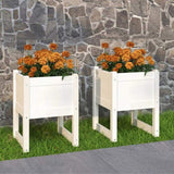 Planters 2 pcs White 40x40x52.5 cm Solid Wood Pine 822110