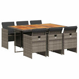 7 Piece Garden Dining Set with Cushions Grey Poly Rattan 3210554