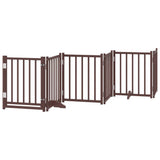 Dog Gate with Door Foldable 15 Panels Brown 750 cm Poplar Wood 3155717
