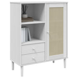 Highboard SENJA Rattan Look White 90x40x112 cm Solid Wood Pine 358056